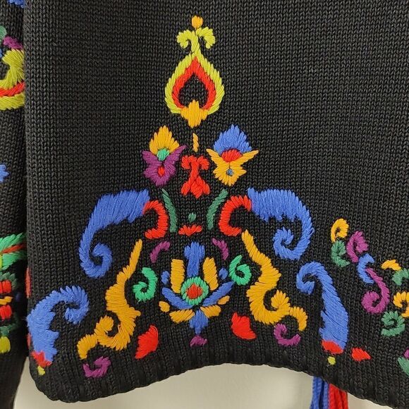 Michael Simon Embroidered Collared Cardigan with Tassels 1992 Vintage - Picture 10 of 13